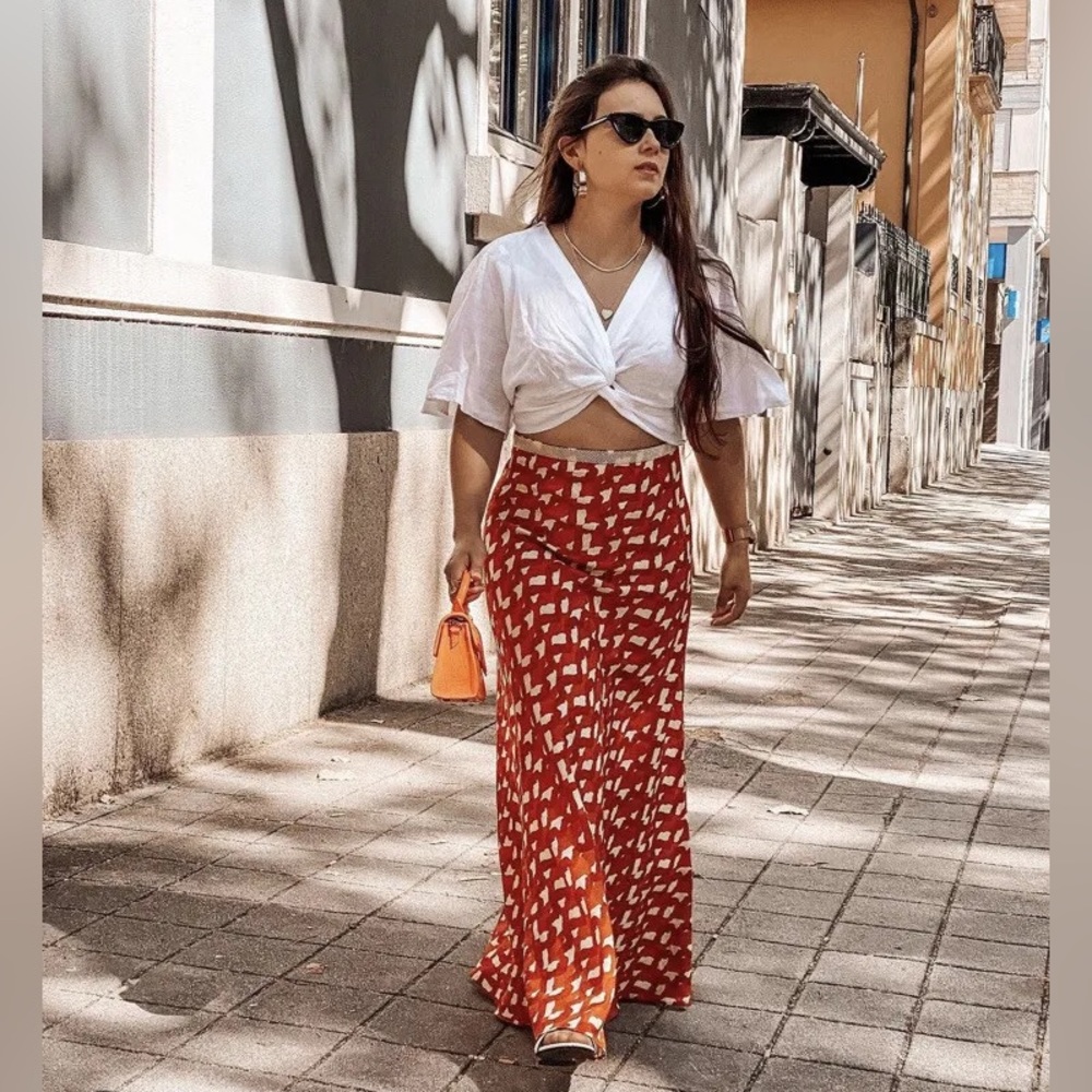 ZARA PRINTED SKIRT WITH BEADS